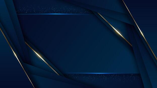 3D modern luxury banner template design blue stripes and golden line with light sparkling background vector