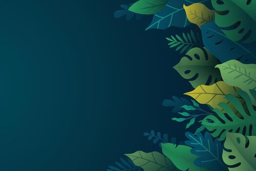 Colorful gradient background with tropical plants vector