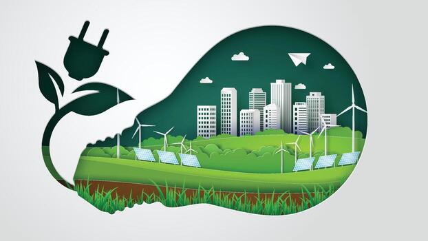 Eco concept with green energy vector