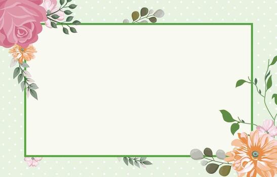 Green flower Background with Green Border vector