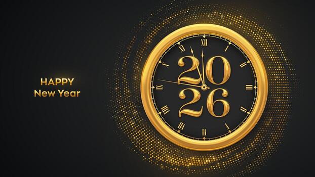 Clock showing New Year 2026 vector