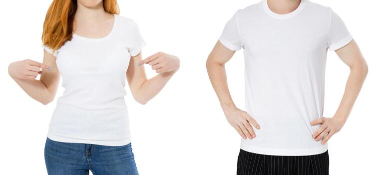 man woman in white t shirt set mockup background photo