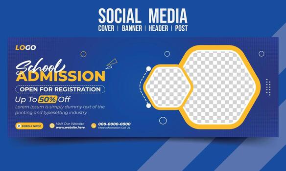 Modern School Admission social media cover banner header post vector template