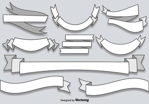 Vector Flat Blank Banners Ribbons