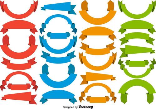 Vector Set Of Colorful Blank Banners Ribbons